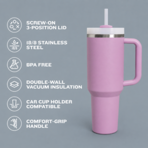 Stanley STNXV1401 Vacuum Insulated Tumbler with Handle | Stainless Steel Travel Mug with Straw Lid & Comfort-Grip Handle | Premium Reusable Water Bottle for Gym, Office & Home – Elegant Lavender Limited Edition - Image 3