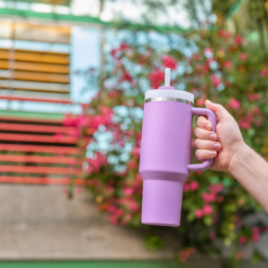 Stanley STNXV1401 Vacuum Insulated Tumbler with Handle | Stainless Steel Travel Mug with Straw Lid & Comfort-Grip Handle | Premium Reusable Water Bottle for Gym, Office & Home – Elegant Lavender Limited Edition - Image 4