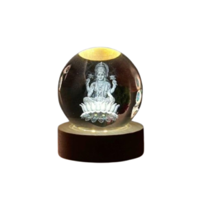Divine 3D Saraswati Ji Crystal Ball Night Light with Wooden LED Base | Laser Engraved Goddess of Knowledge Glass Globe Lamp | Spiritual Decorative Night Light for Wisdom, Education & Positive Energy | Ideal for Study Table, Pooja Room, Home Decor & Student Gifting - Image 2