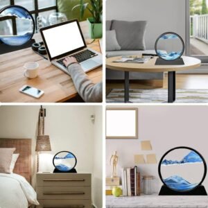 Moving Sand Art Picture | 3D Deep Sea Sandscape Rotating Glass Frame for Desktop Decor | Stress Relief Flowing Sand Painting Sculpture for Home, Office & Study Table | Creative Relaxing Sand Art Display - Image 2