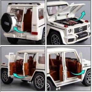 Mercedes-Benz G-Wagon G63 AMG 1:24 Die-Cast Metal Toy Car with Sound & Light – White - Image 3
